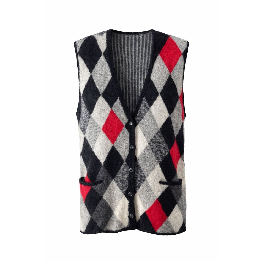 Vintage J.K. America Argyle Sweater Vest Lambswool Angora Blend Size 26/28